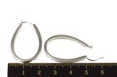 10K White Gold 1.00 Ctw Diamond Inside Outside Oval Hoop Earrings