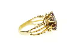 14K Yellow Gold Garnet Butterfly Retro Statement Cocktail Ring