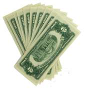 10 Consecutive 1953 B Series $ 2 US Notes From a Pack