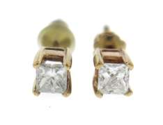 Elegant 14kt YG Princess Cut Diamond Stud Earrings