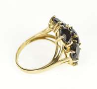 10K Yellow Gold Deep Navy Sapphire Oval Cluster Cocktail Ring