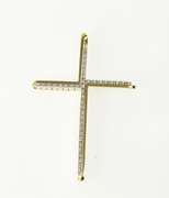 18K Yellow Gold Diamond Inset Ornate Cross Christian Faith Pendant