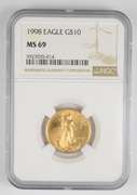 MS69 1998 $10 American Gold Eagle 1/4 Oz - Graded NGC