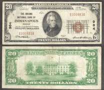 $20 1929-1 NBN INDIANAPOLIS, IN INDIANA NATIONAL BANK OF INDIANAPOLIS Ch 984 VF