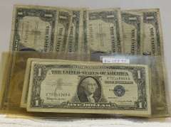 10 ea 1957 & -A & -B Sil Cert $1.00 circ