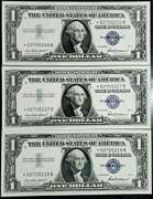 (3) Gem Crisp 1957 $1 Star Replacement Silver Certificates-Consecutive!