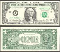 $1 1974 FRN PARTIAL OFFSET BACK ON FRONT CHOICE UNCIRCULATED