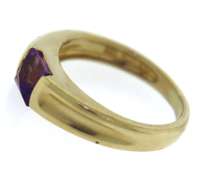Amazing Yellow Gold Square Amethyst Ring