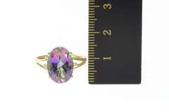 14K Yellow Gold Oval Mystic Topaz Solitaire Cocktail Ring