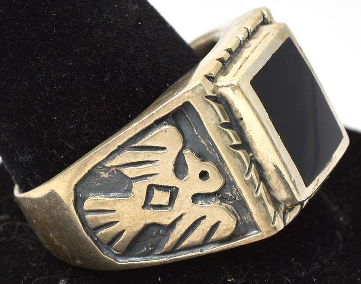Vintage Sterling Silver Black Stone Ring