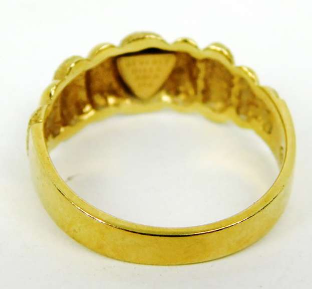 Vintage 14K Nugget & Polished Ribbed Ring, Size 8
