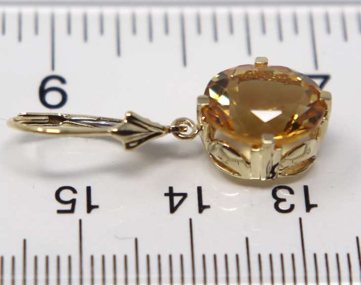 Fancy 14kt YG Oval Cut Citrine Dangle Earrings