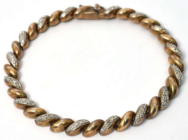 Heavy Diamond Chip Bracelet in Vermeil
