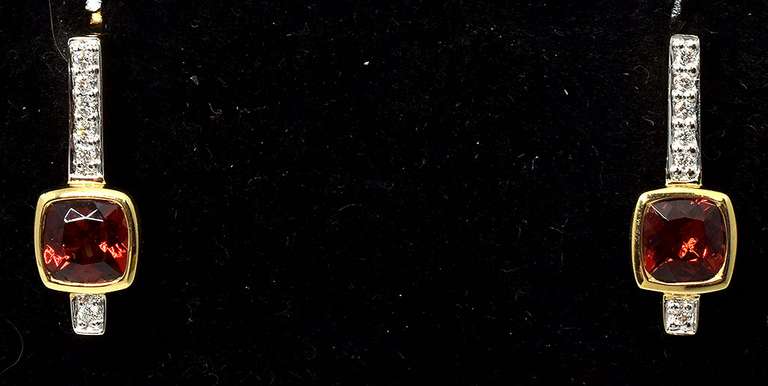 Mod Garnet & Diamond Accent Earrings in 14KT Yellow Gold