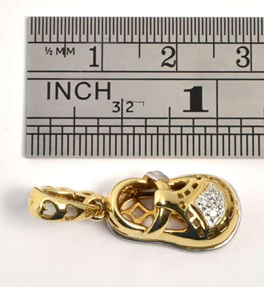 Adorable Sandal Pendant with Diamonds in 14K YG