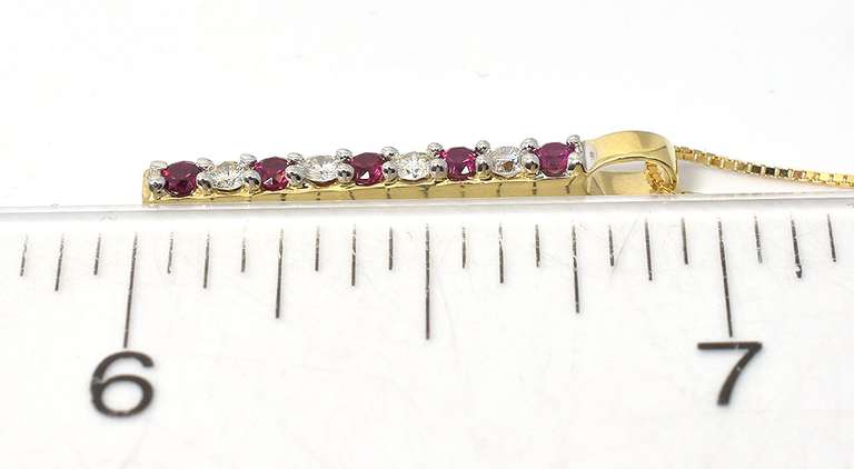 Understated Diamond & Ruby Necklace in 14KT Yellow Gold
