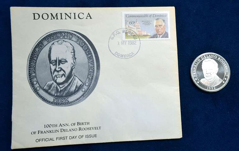 1 OZ Silver Round FDR 1982 From The Commonwealth Of Dominica