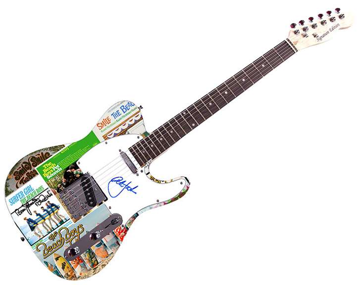 The Beach Boys Autogaphed Custom Graphics Guitar