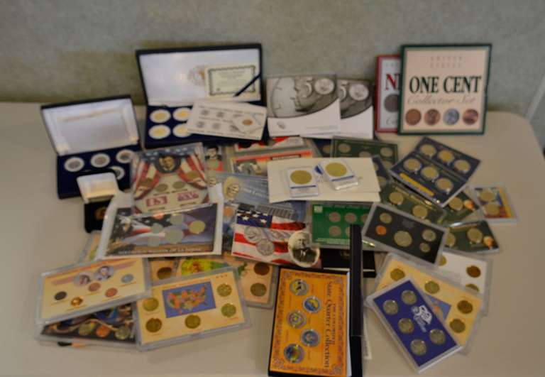Vintage Lot Of Coins Medals and Sets