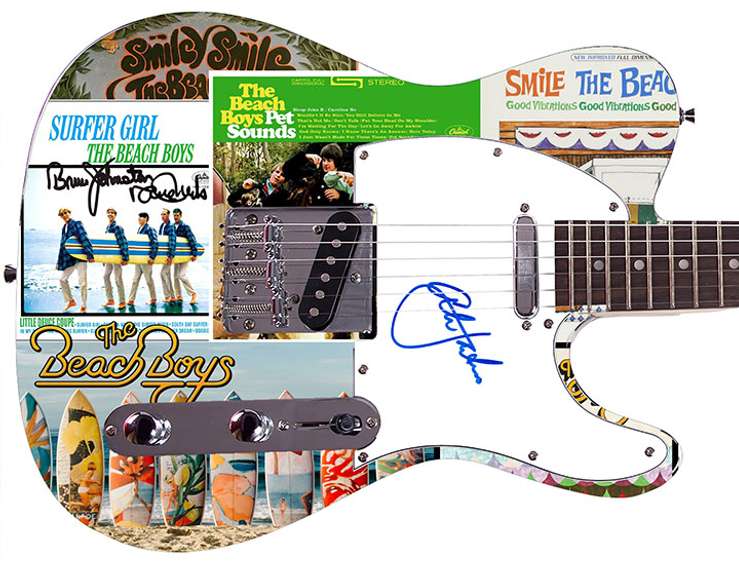 The Beach Boys Autogaphed Custom Graphics Guitar