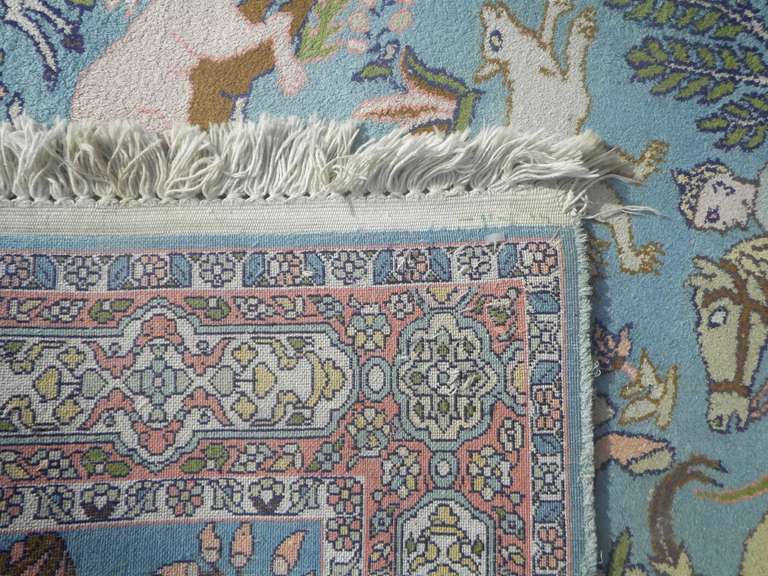 Unique Wool/Silk Hunting/Floral Rug 4.0x6.2