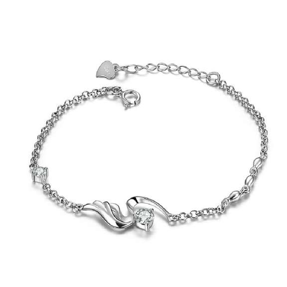 Fashion Eye-Catching 925 Silver Rhinestones Bracelet Charm Bracelets
