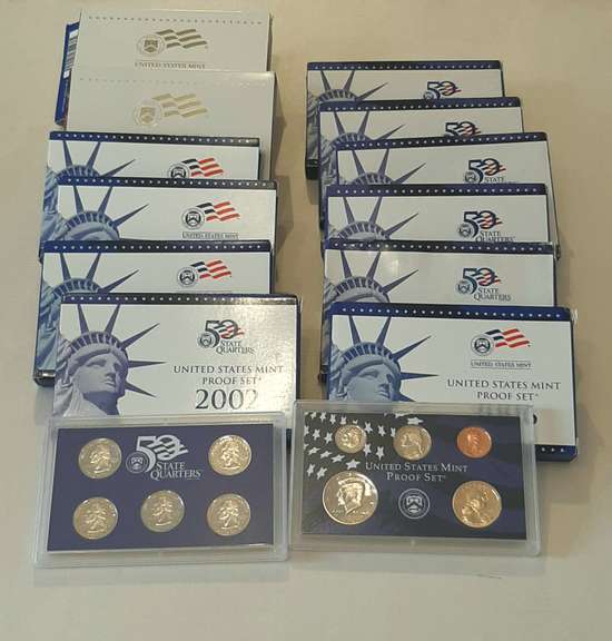 2 Each 1999 2000 2002 2005-7 US Proof Set