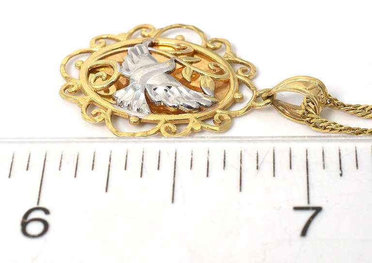 Breathtaking Dove Pendant in 2-Tone Gold
