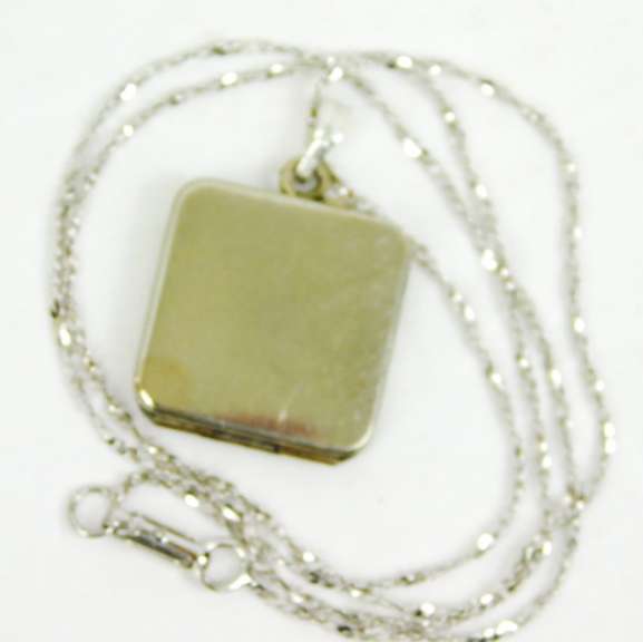 Early White Gold-Filled Locket & Sterling Chain