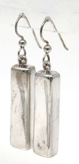 Sterling Silver Long Bar Dangle Earrings