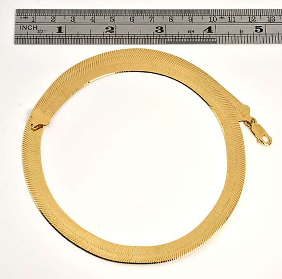 Gorgeous Wide Herringbone Vermeil Necklace