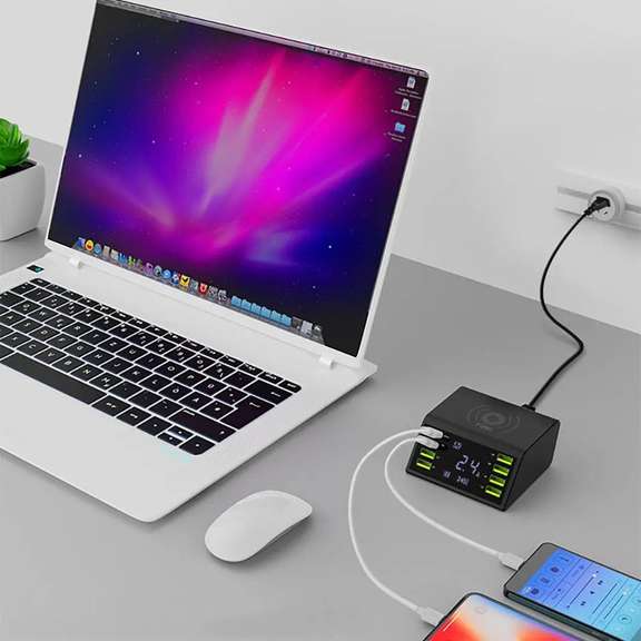 60W 8 Port USB Digital Display Wireless Charger