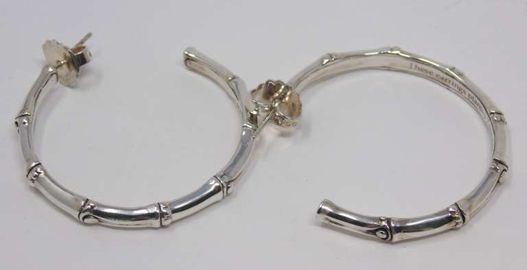 Trendy John Hardy Sterling Silver Bamboo Hoop Earrings