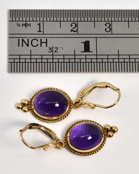 Lovely Cabachon Amethyst Dangle Earrings