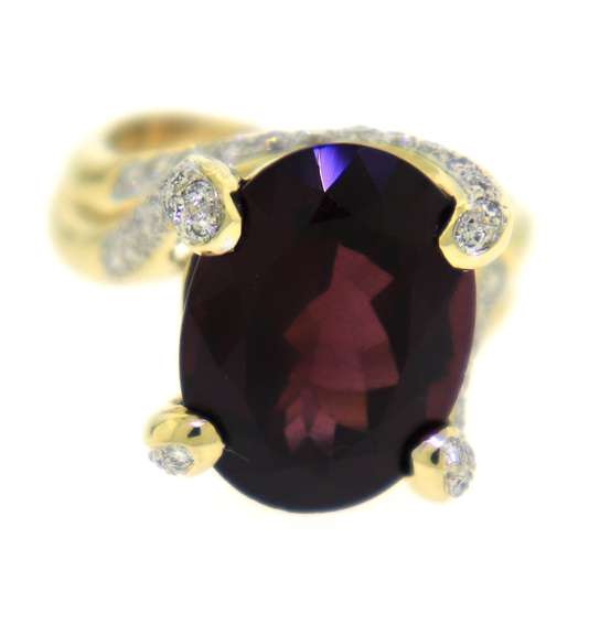 Must Have Garnet and Pave Diamond Twist Ring