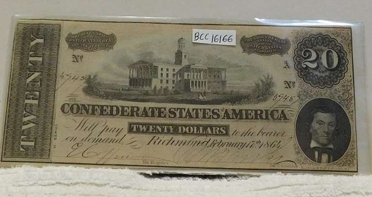 Confederate 1864 $20.00 Exceptional GEM Unc
