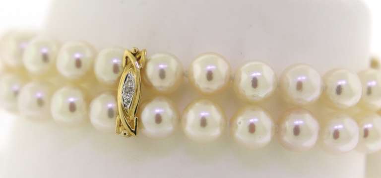 Stunning 14kt YG Double Pearl and Diamond Station Bracelet