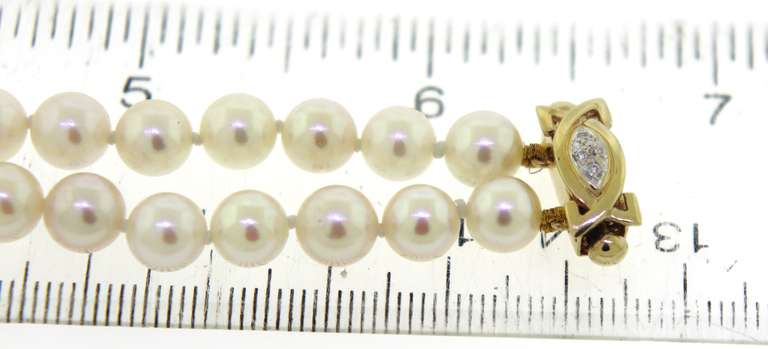 Stunning 14kt YG Double Pearl and Diamond Station Bracelet