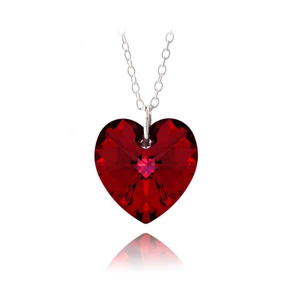 Sterling Silver Ruby Red Swarovski Elements Heart Necklace