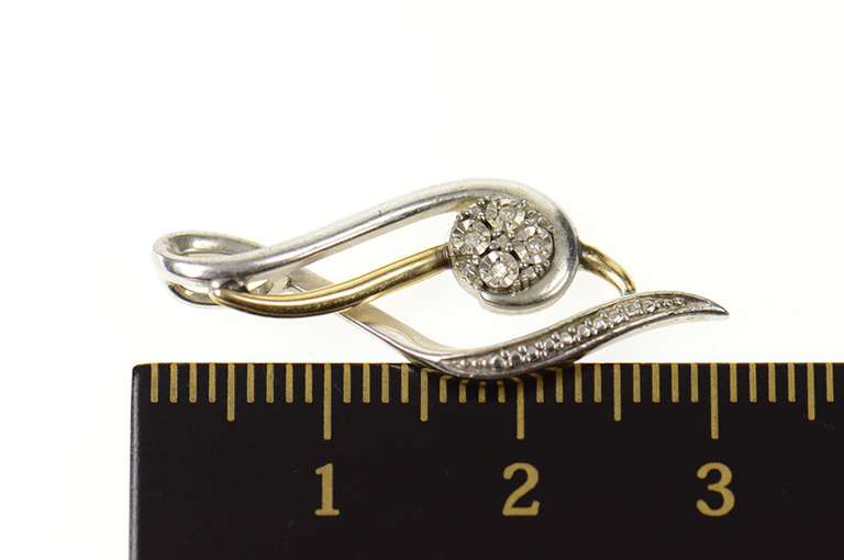 10K Yellow Gold Two Tone Diamond Treble Clef Curvy Symbol Pendant