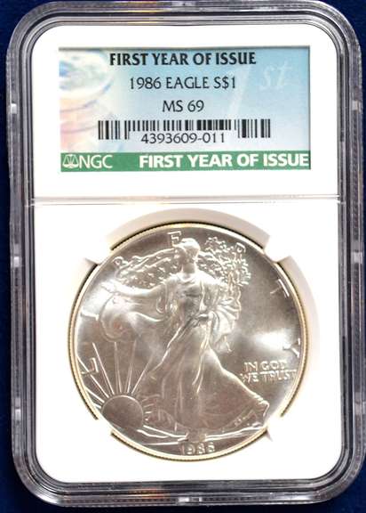 1986 Silver Eagle First Year of Issue NGC MS69