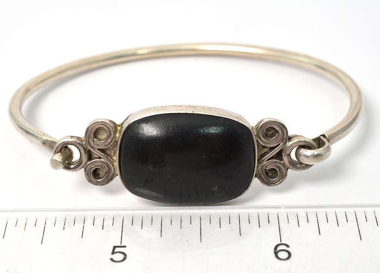 Sterling Sliver Black Cabochon Bracelet