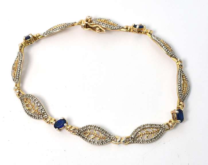 Sterling Silver Vermeil Blue Stone Bracelet
