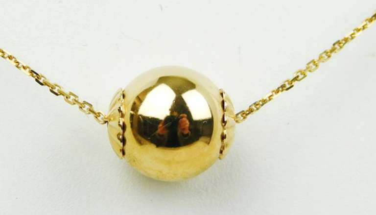 14K Italian Large Bead Necklace