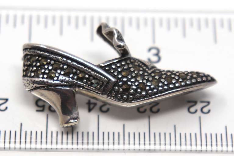 Sterling Silver Marcasite Shoes Pin