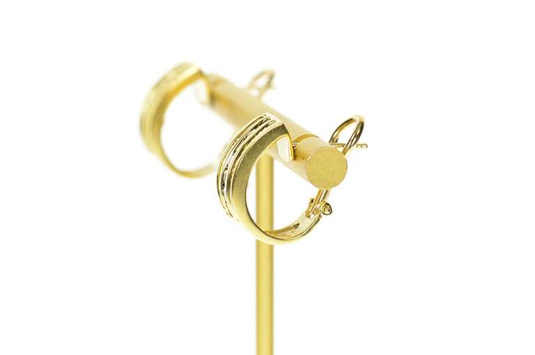 14K Yellow Gold 1.40 Ctw Sapphire Diamond French Clip Hoop Earrings