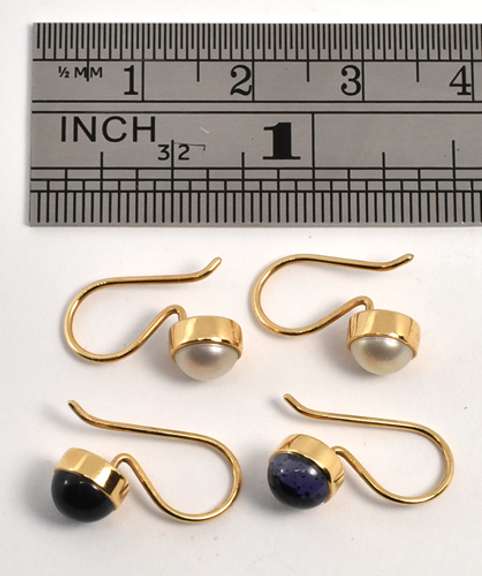 Two Pairs of Gold French Wire Earrings