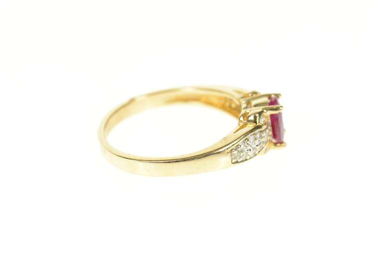 14K Yellow Gold 0.76 Ctw Natural Ruby Diamond Statement Ring