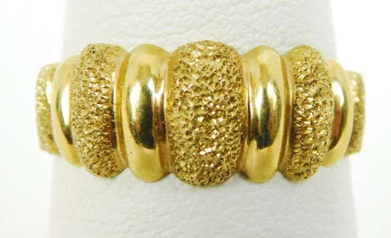Vintage 14K Nugget & Polished Ribbed Ring, Size 8