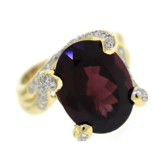 Must Have Garnet and Pave Diamond Twist Ring